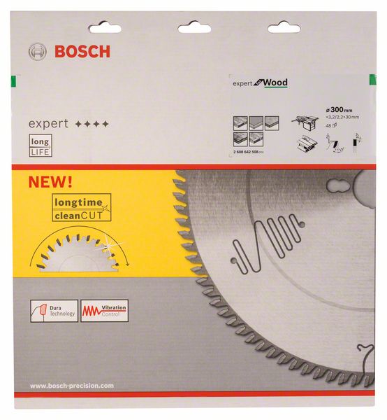 BOSCH Kreissägeblatt Expert for Wood, 300 x 30 x 3,2 mm, 48