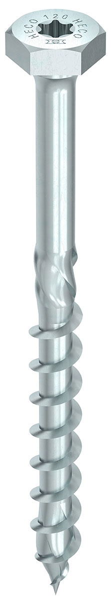 HECO TOPIX-plus 10,0 x 140, Kombisechskantkopf, Sechskantkopf + T-Drive, Teilgewinde, verzinkt blau, A3K