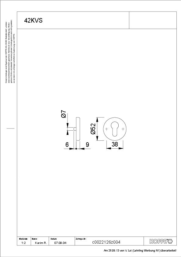 HOPPE® Schlüsselrosettenpaar 42KVS, Aluminium, 11592916