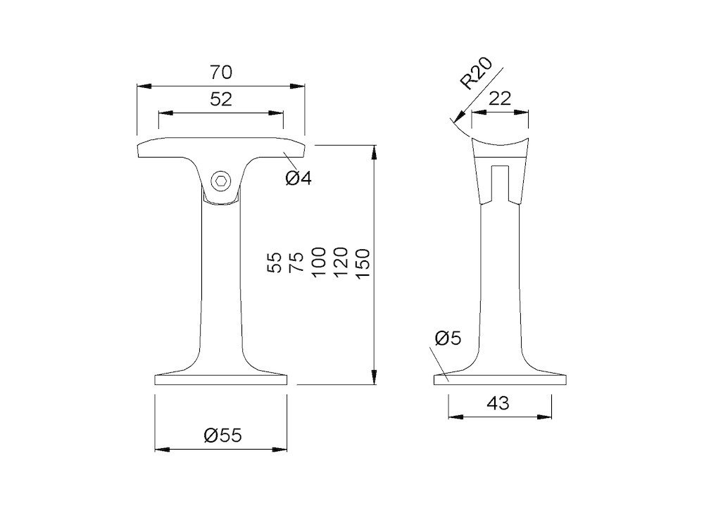 KWS Handlaufstütze 4587, Aluminium KWS Handlaufstütze 4587, Aluminium