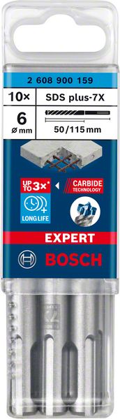 BOSCH EXPERT SDS plus-7X Hammerbohrer, 6 x 50 x 115 mm, 10-tlg.. Für Bohrhämmer