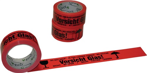Warnklebeband PVC PVC,Vorsicht Glas L.66 m,B.48mm rot Rl.ENVIROPACK
