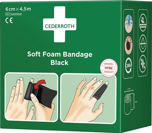 CEDERROTH Soft Foam Bandage selbsthaftend elastisch,schwarz Rl.6cmx4,5m CEDERROTH