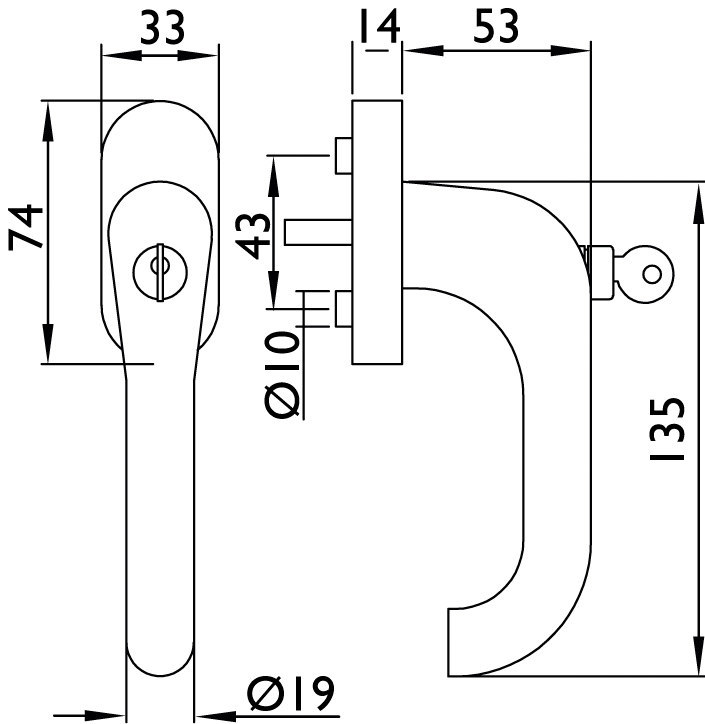 HERMAT Fenstergriff abschließbar BASIC 01 1801/DKI, Edelstahl