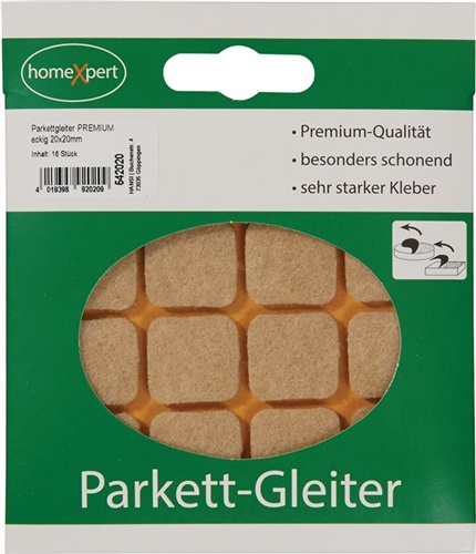 Nordwest Parkettgleiter Premium 20 x 20mm Filz natur eck.selbstkl.