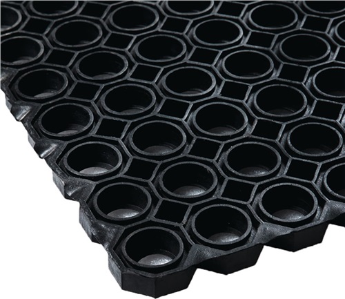 Nordwest Gum.Wabenmatte B.1m L.1,5m D.22mm schwarz NR/SBR o.Gewebeeinlage