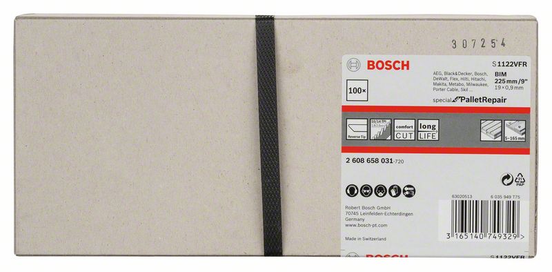 BOSCH Säbelsägeblatt S 1122 VFR, Special for Pallet Repair, 100er-Pack