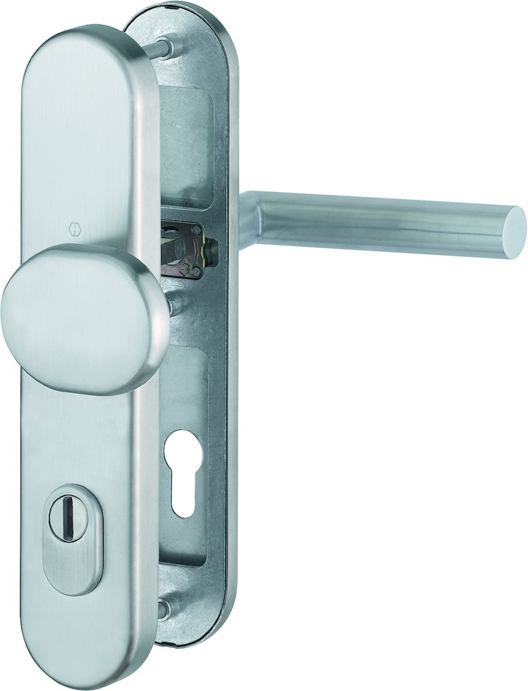 HOPPE® Schutz-Wechselgarnitur mit Langschild Amsterdam E86G/3332ZA/3310/1400Z, 10/92 mm, ES 1 (SK2), Edelstahl, 11727974
