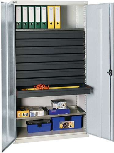STUMPF Werkzeug-/Beistellschrank H1800xB1000xT500mm 8Schubl.,2BD lichtgrau