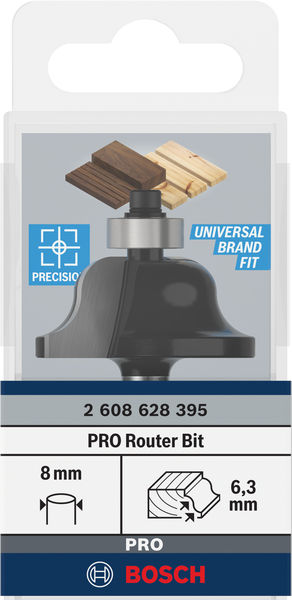 BOSCH Profilfräser B, 8 mm, R1 6,3 mm, B 12,7 mm, L 17 mm, G 61 mm