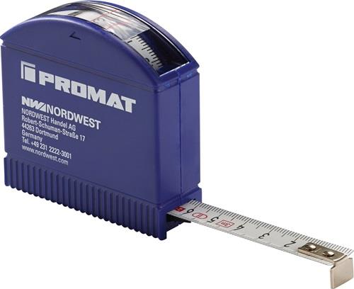 PROMAT Taschenrollbandmaß L.3m B.13mm mm/cm EG II Ku.Sichtfenster PROMAT