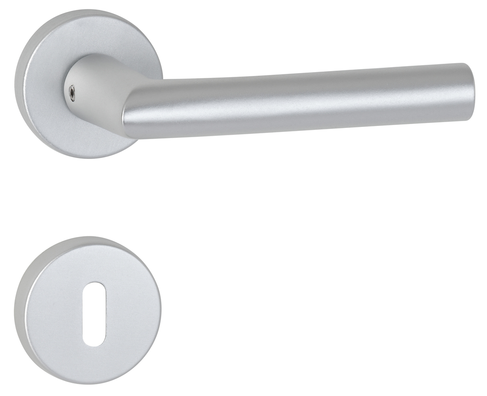 HERMAT Drückergarnitur ohne Schlüsselrosette BASIC 02 1902/2057, Aluminium