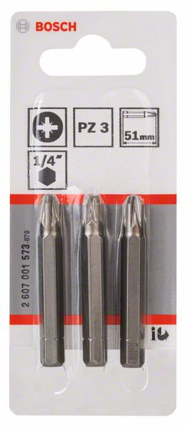 BOSCH Schrauberbit Extra-Hart PZ 3, 51 mm, 3er-Pack