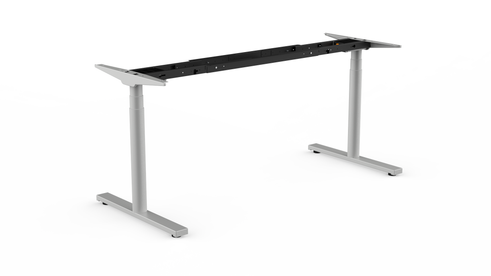 Veyhl Tischgestell Evotec 3D rund mit Display/Memory, 650 mm Hub, RAL 9006 weißaluminium