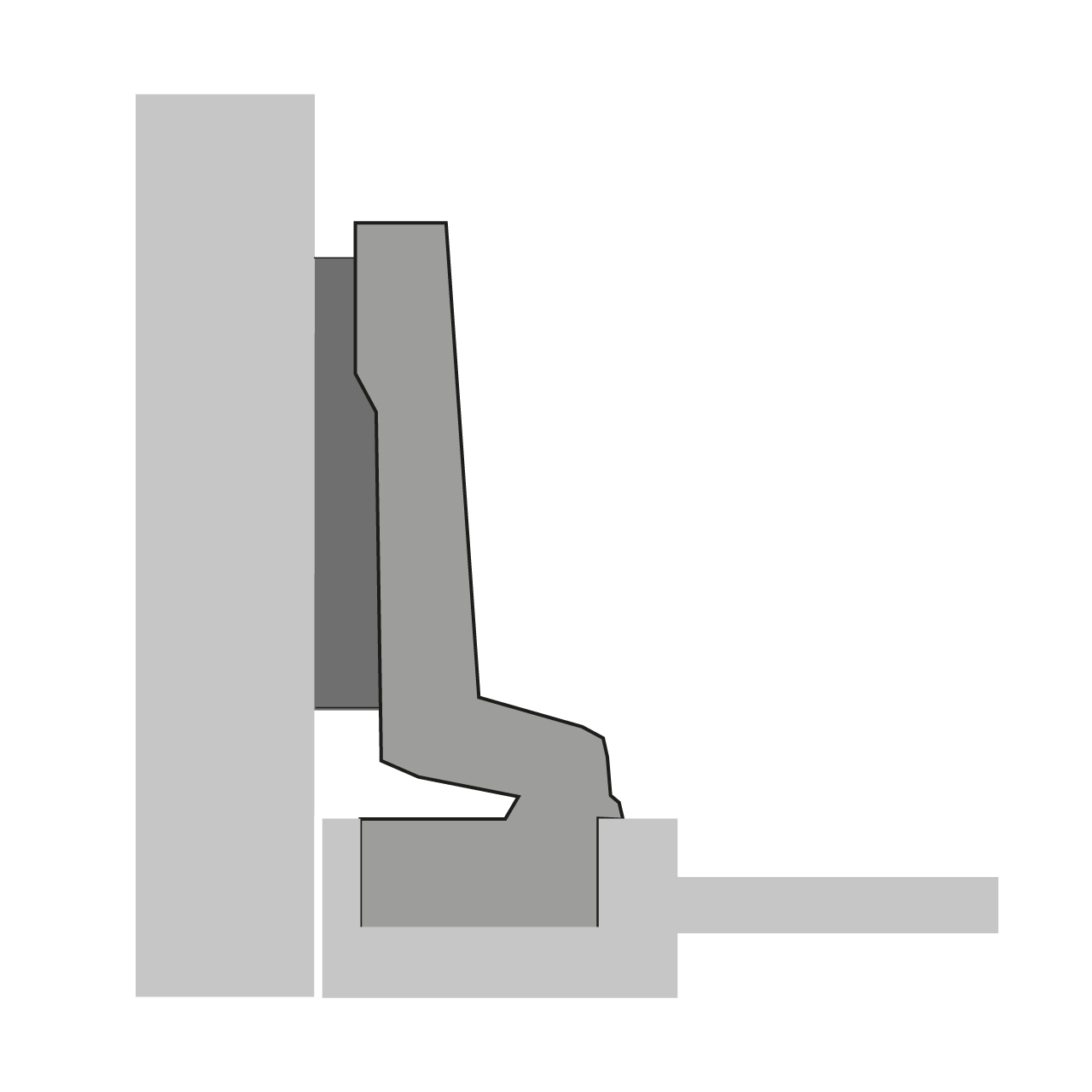 HETTICH Intermat Holzrahmentürscharnier (Intermat 9924), einliegend, Öffnungswinkel 95°, Bohrbild TH 38 x 8 mm, zum Anschrauben (-), 72966