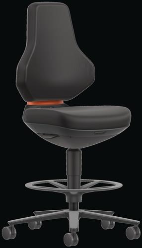 BIMOS Arbeitsdrehstuhl TEXON Sitz-Stopp-Rl.u.Fußring Skintec schwarz 570-810mm BIMOS