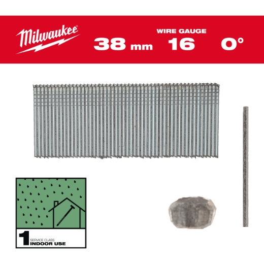 MILWAUKEE 2,8 x 38 mm verzinkt, 0° Stauchkopf-Nägel 16 Gauge für M18 FN16GS