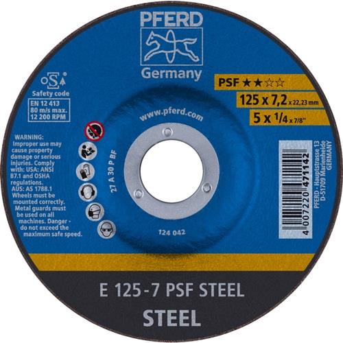 PFERD Schruppscheibe PSF STEEL D125xS7,2mm gekr.STA Bohr.22,23mm PFERD