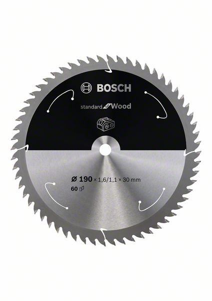 BOSCH Akku-Kreissägeblatt Standard for Wood, 190 x 1,6/1,1 x 30, 60 Zähne