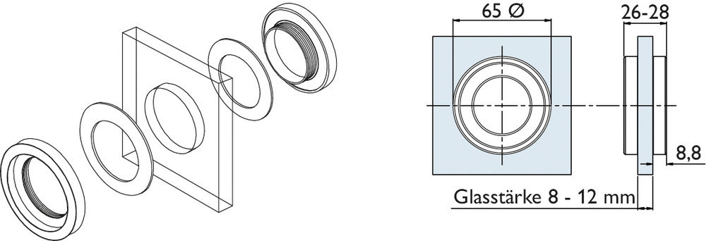 HERMAT Schiebetürmuschel 6401, Edelstahl