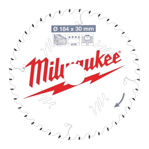 MILWAUKEE 184/30 mm Z40 Wechselzahn Kreissägeblatt Holz für Handkreissägen