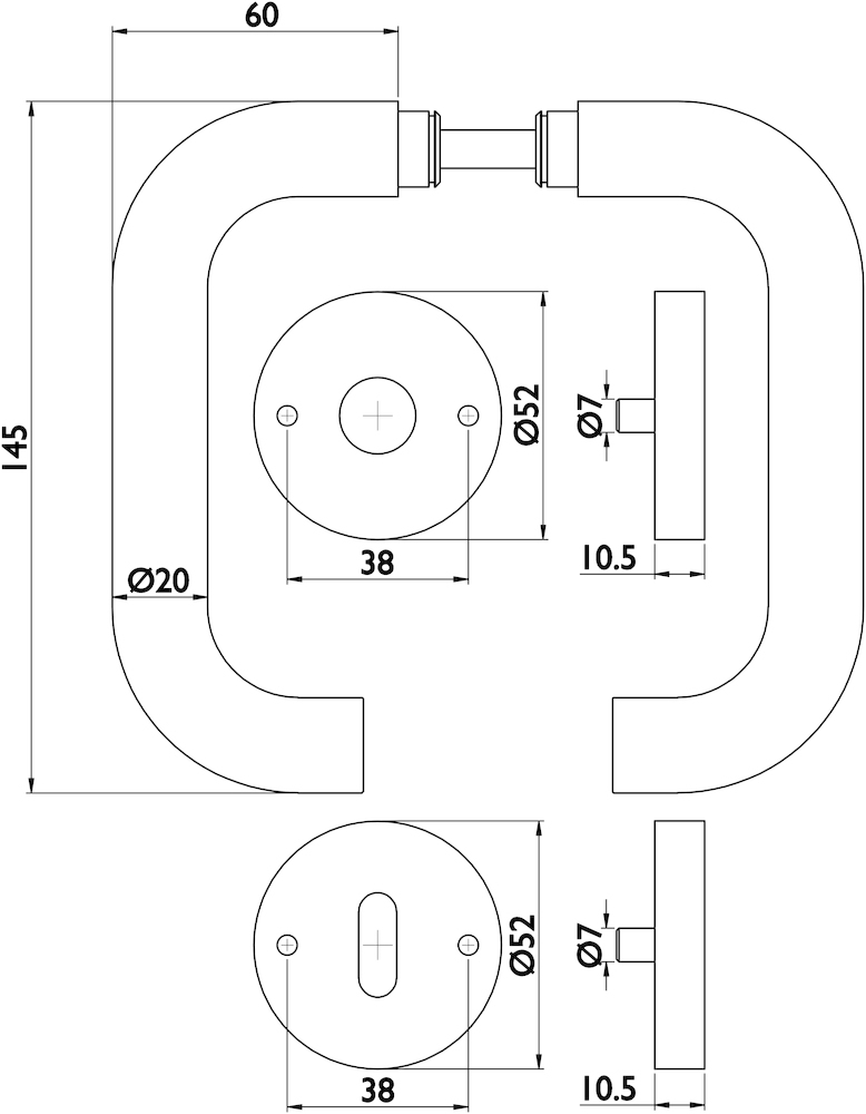 HERMAT Drückergarnitur mit Rosetten BASIC 01 1801/2036.K, Edelstahl