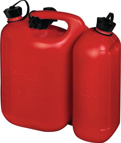 HÜNERSDORFF Kraftstoffdoppelkanister PROFI 5,5+3l rot HDPE L316xB145xH312mm HÜNERSDORFF