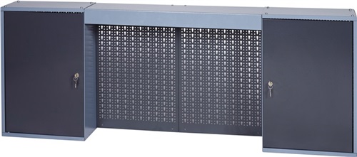 Nordwest Werkzeugschrank H600xB1600xT200mm silber anth.4 Lochrückwände,2 Türen