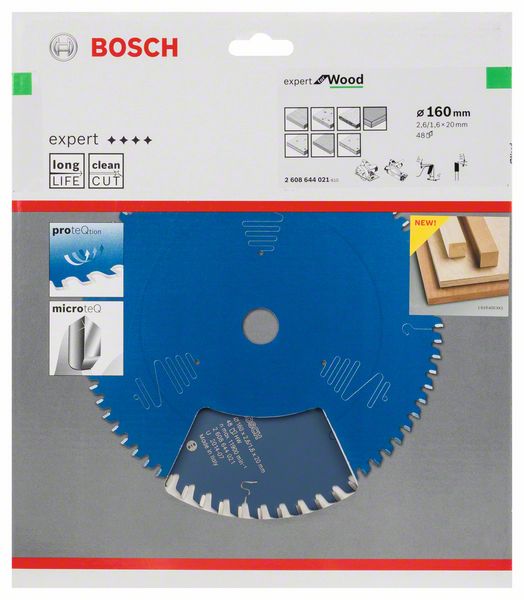 BOSCH Kreissägeblatt Expert for Wood, 160 x 20 x 2,6 mm, 48