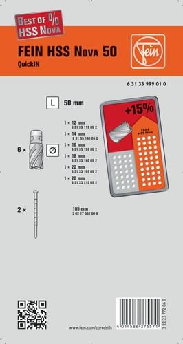 FEIN Kernbohrersatz Best Of 8-tlg.D.12-22mm HSS Schnitt-T.50mm QuickIN FEIN