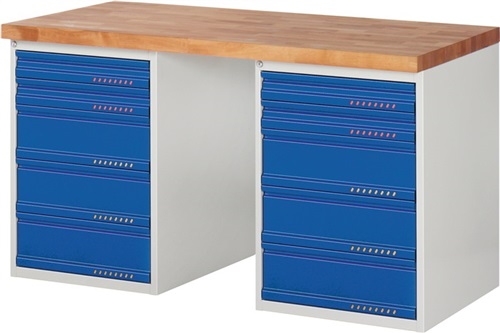 PROMAT Werkbank Ser.BK 650 B1500xT700xH840mm Buche lichtgrau/blau 12 Schubl.PROMAT