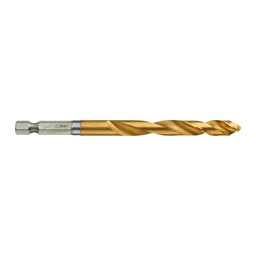 MILWAUKEE 8,0 x 111 mm SHOCKWAVE Metallbohrer HSS-G RED HEX Titan 1/4" 5er Pack
