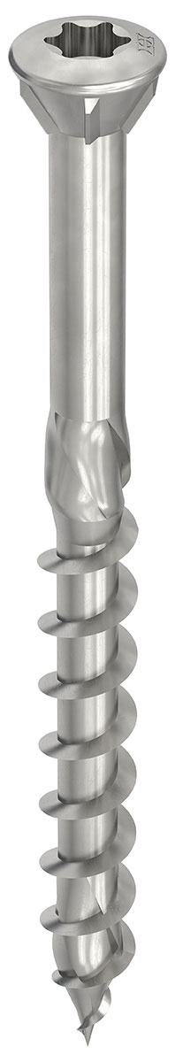 HECO TOPIX-plus A2 3,5 x 60, Glasleistenschraube, Linsensenkkopf mit Fräsrippen, T-Drive, Teilgewinde, blank, gleitbeschichtet