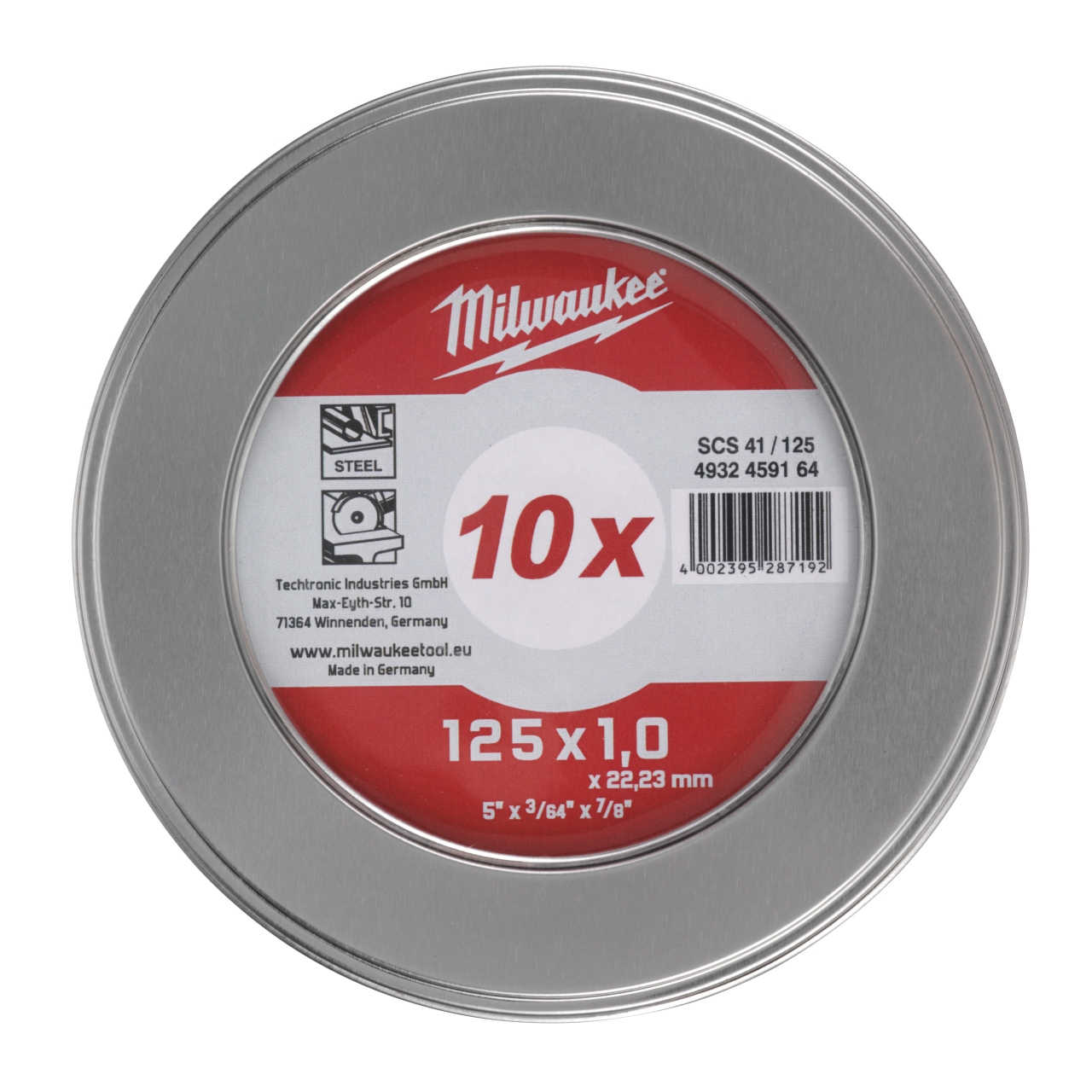 MILWAUKEE 10 x SCS41 1 mm Contractor in Metallbox Metalltrennscheibe Contractor 125 mm