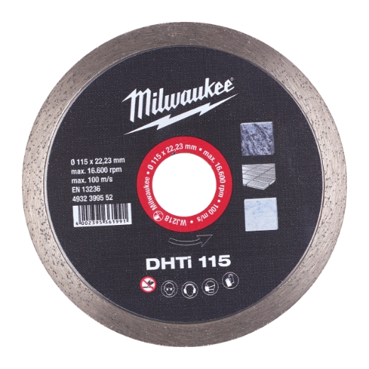 MILWAUKEE Keramik u. Naturstein, geschlossen Diamanttrennscheibe DHTi 115 mm