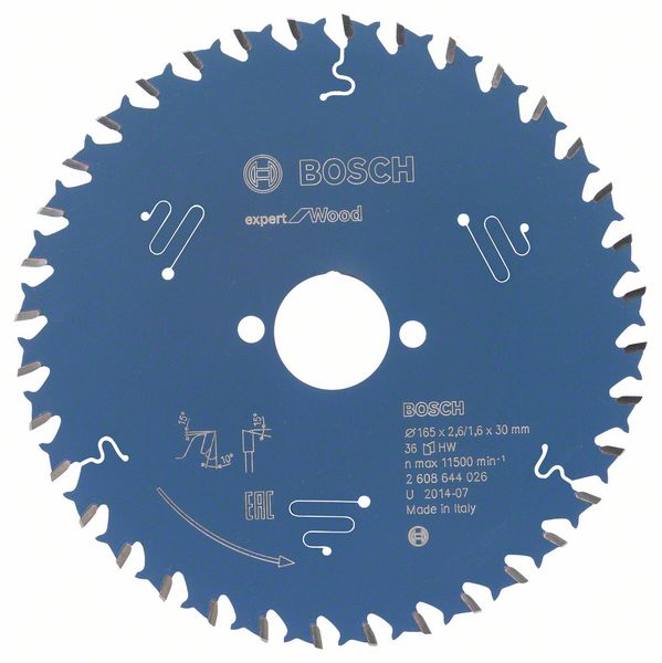 BOSCH Kreissägeblatt Expert for Wood, 165 x 30 x 2,6 mm, 36
