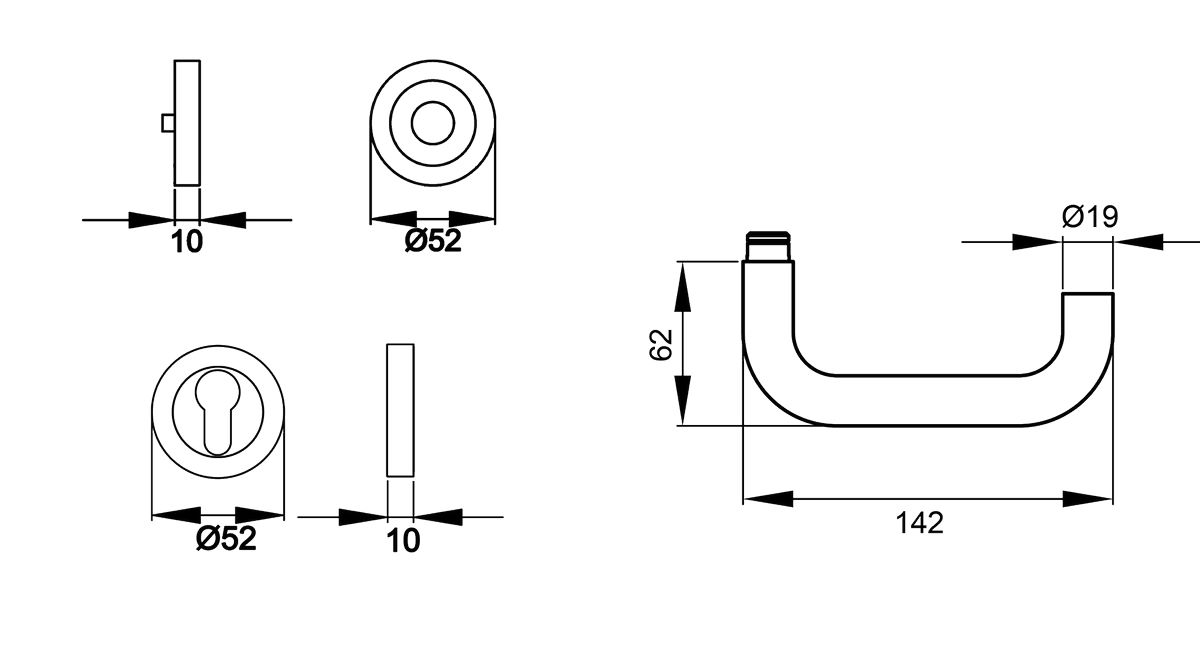 KARCHER DESIGN Drückergarnitur ER27 PZ0 71 - Kreta, Profilzylinder, Edelstahl KARCHER DESIGN Drückergarnitur ER27 PZ0 71 - Kreta, Profilzylinder, Edelstahl