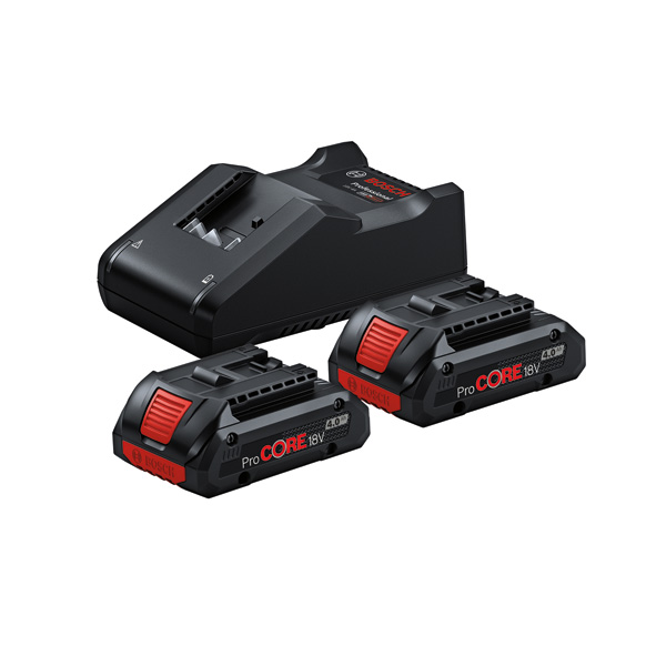 BOSCH Akku Starter-Set: 2 x ProCORE 18 Volt, 4.0 Ah und GAL 18V-40