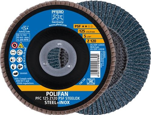 PFERD Fächerscheibe POLIFAN Z PSF STEELOX D.125mm K.120 kon.STA/INOX ZK Z PFERD