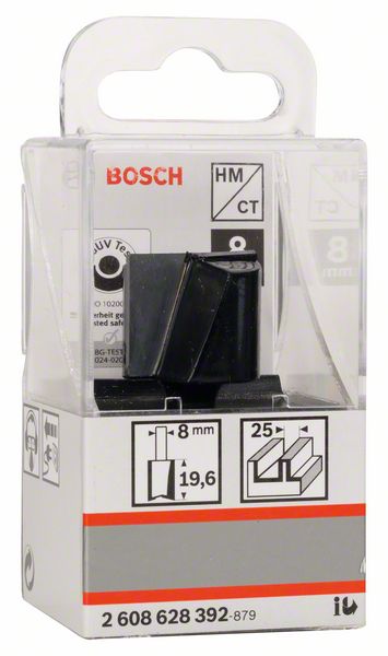 BOSCH Nutfräser Standard for Wood, 8 mm, D1 25 mm, L 20 mm, G 51 mm