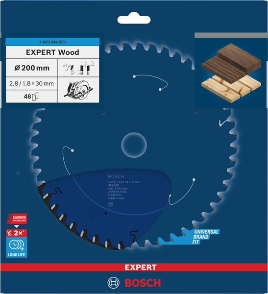 BOSCH Kreissägeblatt Expert for Wood, 200 x 30 x 2,8 mm, 48