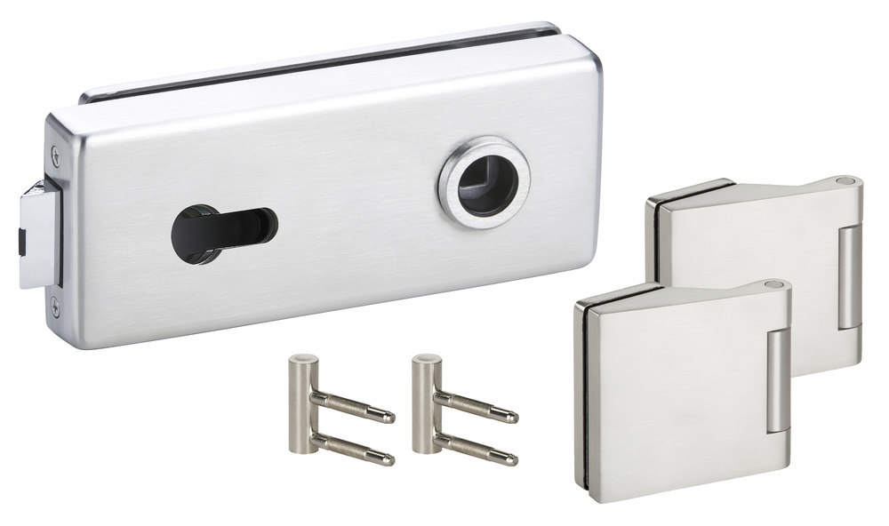 HERMAT Ganzglastürschloss-Set GENOVA 6083K/6325/HZ, Edelstahl