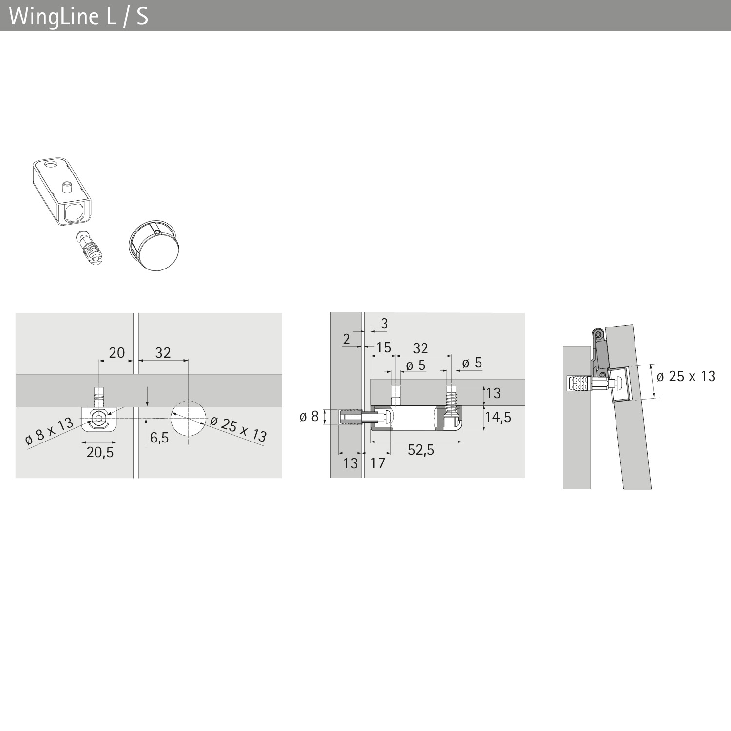 HETTICH WingLine L Mechanische Zuhaltung für Push to move, weiß, 9264170