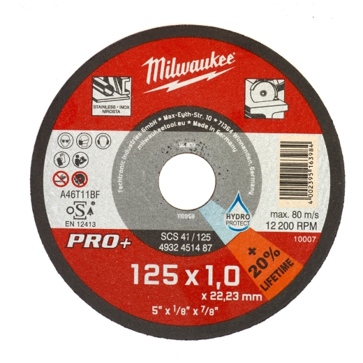 MILWAUKEE SCS41 1 mm Metalltrennscheibe PRO+ INOX 125 mm