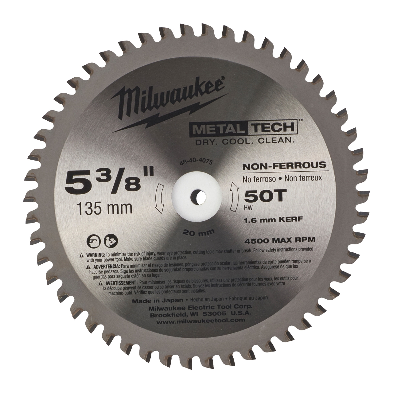 MILWAUKEE 135/20 mm Z50 Kreissägeblatt für Metall-Handkreissägen