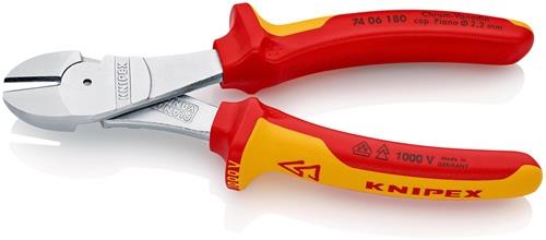 KNIPEX Kraftseitenschneider L.180mm VDE Form 0 Mehrkomp.-Hüllen KNIPEX