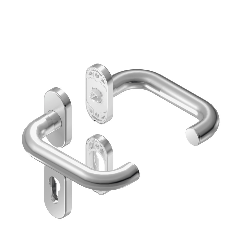 BKS FH Drückergarnitur RONDO H1.0 mit Rosetten B-72030, oval, Edelstahl