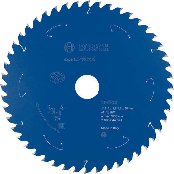 BOSCH Akku-Kreissägeblatt Expert for Wood, 216 x 1,7/1,2 x 30, 48 Zähne