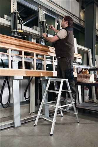 GÜNZBURGER Stufenstehleiter 2x7 Stufen Alu.Gesamt-H.1630mm Stufen-Holmverbindung geschraubt