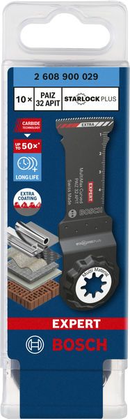 BOSCH EXPERT MultiMax PAIZ 32 APIT Blatt für Multifunktionswerkzeuge, 32 mm, 10 Stück. Für oszillierende Multifunktionswerkzeuge